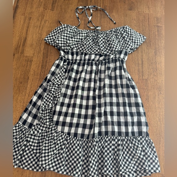 J.Crew Ruffle Halter Dress SZ S Black & White Gingham - Picture 4 of 16
